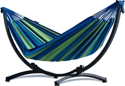 Produktbild von Potenza Hängematte mit Gestell I Stabiler Rahmen 200kg - 250cm Balkon I Hängematte 200x120cm I Indoor Outdoor Garten Pool Terrasse Stahl