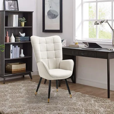 Image de Fauteuil - Fauteuil de relaxation - Fauteuil scandinave - Fauteuil de lecture - Revêtement beige