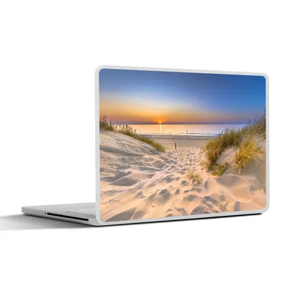 Produktbild von MuchoWow® Laptop Aufkleber Sticker Cover Düne - Sonnenuntergang - Horizont - Strand - Gras 25x18 cm - Laptop-Deko