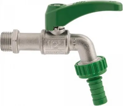 Produktbild von Kirchhoff frostresistenter Auslaufhahn mit 1/2" Außengewinde mit Tülle, Wasserhahn mit Schlauchanschluss, Kugelauslaufhahn vernickelt