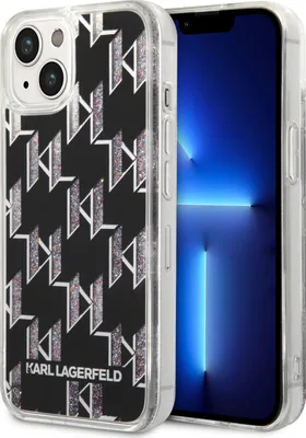 Produktbild von Karl Lagerfeld KLHCP14SLMNMK iPhone 14 6.1  Hardcase schwarz / schwarz Liquid Glitter Monogram Handyhülle