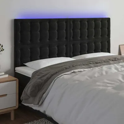 Produktbild von The Living Store LED Kopfteil Schwarz 160x5x118/128 cm Samt