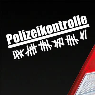 Produktbild von Auto Aufkleber Polizeikontrolle Radar  Strichliste 15x5 cm Weiss Matt Sticker Heckscheibenaufkleber