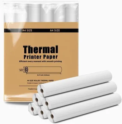 Productafbeelding van A4 thermisch papier 210 x 297mm - 6 rollen - 25 vellen/rol - ideaal voor draagbare printer