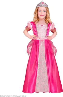 Produktbild von Prinzessin Kinderkostüm Kleid und Tiara | Rosa Größe: 128