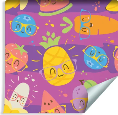 Produktbild von 10m VLIES TAPETE Rolle Kinderzimmer Obst Gemüse Brille XXL