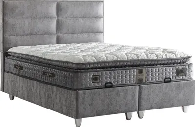 Produktbild von Villa Möbel Bett Set Armoni 160x200 Grau, Bett Set (mit Matratze), Bett mit Stauraum