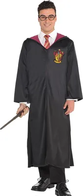 Harry Potter Kostüm Gryffindor Umhang mit Zauberstab für Herren Gr. M-XXL Hogwarts Zauberer Zauberschüler Film Filmheld Fasching Karneval Mottoparty Paar- und Gruppenkostüme