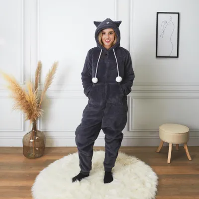 Produktbild von Katzen-Einteiler-Pyjama für Erwachsene