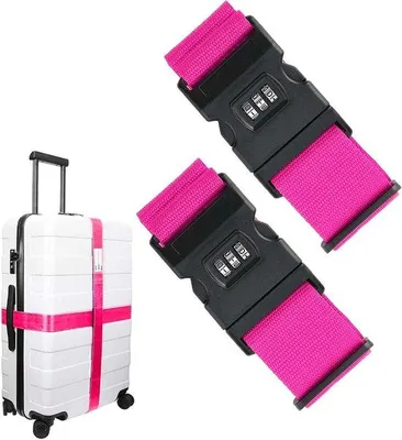 Produktbild von Verstellbare Kofferriemen mit Ziffernschloss, rosa, 2-teilig