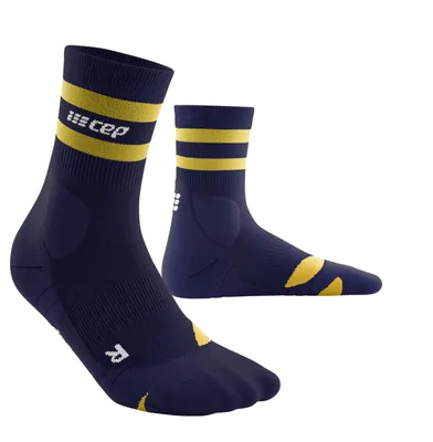 Zdjęcie produktu dla CEP Skarpety kompresyjne trekkingowe z wełną merino Hiking 80's krótkie męskie CEP hiking 80's socks, mid cut, peacoat/gold, men, V