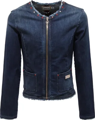 Productafbeelding van 0932T Jeansjas voor meisjes, blauw denim, met studs en steentjes