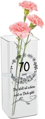 Immagine prodotto di Vaso di vetro con incisione per il 70° compleanno di una donna