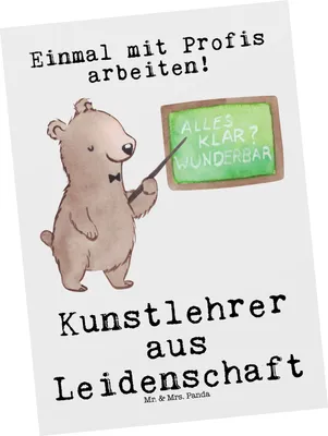Produktbild von Mr. & Mrs. Panda Postkarte Kunstlehrer Leidenschaft - Weiß - Geschenk, Kunstschule, Grußkarte, Postkarten, Witzig, bildkarte, Fotokarte, Ansichtskarte, Spruch, Lustig
