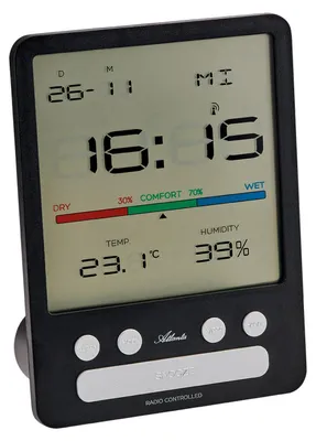 Obrázek produktu pro Digitální rádiobudík s vlhkoměrem, černý – Atlanta, model: 2870/7