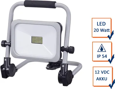 Produktbild von REV LED Akku Arbeitsstrahler Fluter Bright Silber IP54 20W 2000lm Kaltweiß verstellbar Ständer