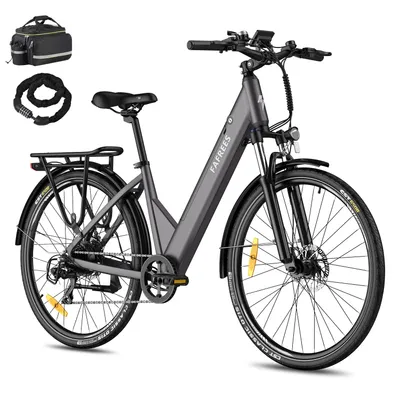 Produktbild von City E-Bike 27,5 Zoll Rostfreie Aluminiumlegierung 36 V 15 Ah 540 Wh bis zu 90 - 110 km Wasserdicht IP54 Elektrofahrrad 7 Gang, Grau