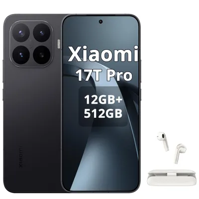 Immagine prodotto di Smartphone Xiaomi 17T Pro 5G, 512GB di memoria, 12GB di RAM, display 6.83", batteria 7000mAh, colore nero (con cuffie Bluetooth), Immagine generata dall'IA