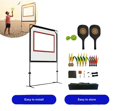 Produktbild von Badminton-Netzset, tragbares Design, 150 cm x 230 cm Rahmenmaß, Polyester-PU-Material, wetterfest, einfache Montage