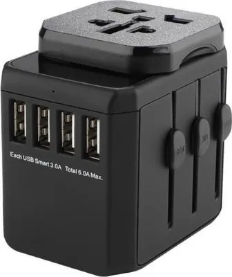 Immagine prodotto di Adattatore da viaggio MicroConnect World 4 porte USB A con connessione universale all'UE
