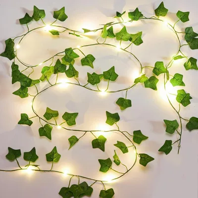 Produktbild von Efeu Girlande künstlich mit Lichterkette 2M 20 LED IP65 Batteriebetrieben Innen Deko
