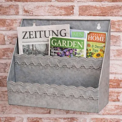 Produktbild von AltoBelli Wand Zeitungshalter FELINI Zink Grau 29x24 cm Zeitungsständer
