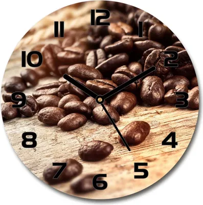 Produktbild von Wanduhr aus Glas 30fi Glasbild Glasuhr Gehärtetes Glas - schwarze-zeiger - Coffee beans
