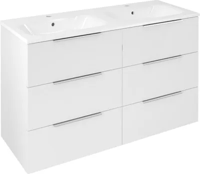 Immagine prodotto di Mobiletto CIRASA con doppio lavabo121x77x46cm, bianco lucido