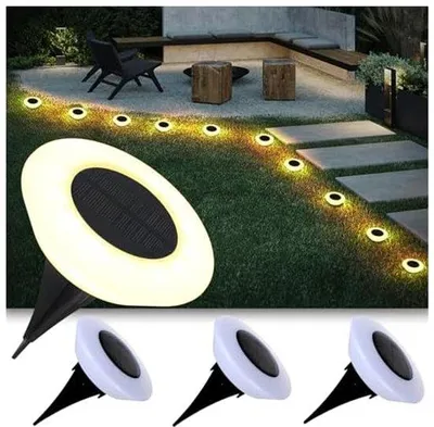 Obrázok produktu pre Solárna lampa, 14 LED, balenie po 4 ks, solárna záhradná lampa, odolná proti vode, IP65, solárna lampa na terasu, teplobiele svetlo, vonkajšie osvetlenie.