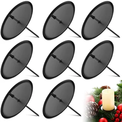 8er-Set Metall-Kerzenhalter, 6 cm, schwarz, für Advent