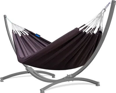 Produktbild von Potenza Outdoor Hängematte mit Gestell für 2 Personen I Medelin - 100% Baumwolle Doppelhängematte 230x160, 200kg I Hängemattengestell 220kg, wetterfest