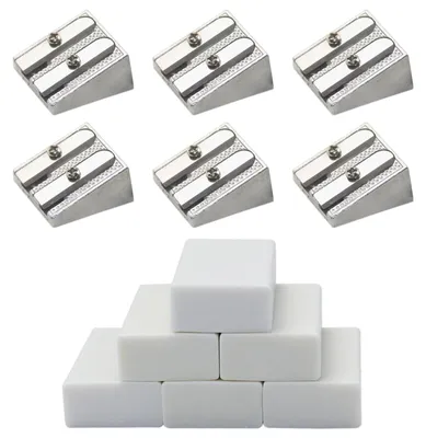 Imagen del producto de Set de 12 sacapuntas y gomas de borrar