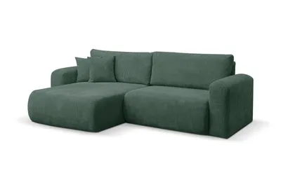 Produktbild von VENASI ROMA Universell Ecksofa mit Schlaffunktion und Bettkasten Cord GRÜN Schlafsofa Sofa