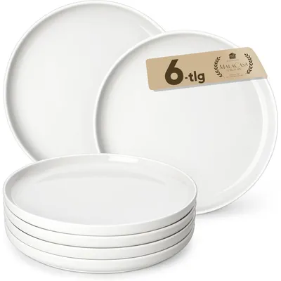 Immagine prodotto di Set di piatti dessert per 6 persone, diametro 21 cm, colore bianco, in porcellana, composto da 6 pezzi