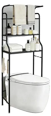 Immagine prodotto di Ripiano per bagno, struttura in metallo, design a 3 livelli, colore nero