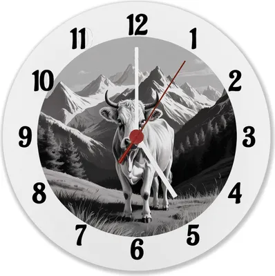Produktbild von Kuh in den Bergen Wanduhr aus MDF für Tier-Fans
