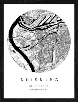 Produktbild von Gerahmtes Bild Duisburg Landkarte Kreis weiß 33x43 cm
