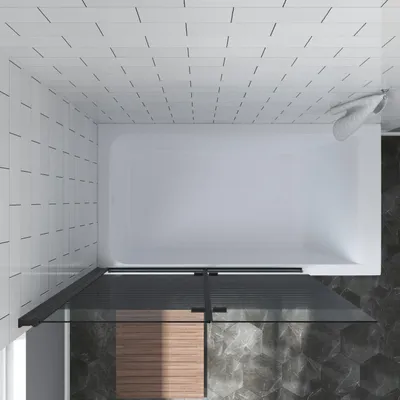 Produktbild von Duschwand Badewanne schwarz ohne bohren 120 x 140 cm Badewannenaufsatz 2 Teilig faltbar Duschtrennwand, Badewannenfaltwand Dusche 5 mm ESG Nano Glas