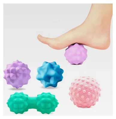 Produktbild von 4er-Set Massagebälle – Faszienball, Triggerpunkt- und Plantarfasziitis-Ball – Tiefengewebsmassage – Muskelentspannung für Rücken, Nacken und Füße – Selbstmassage und myofasziale Therapie