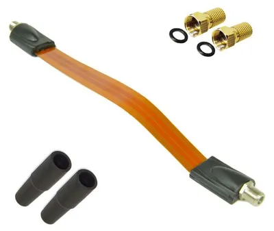 Produktbild von PremiumX Sat Fensterdurchführung 2x F-Stecker 2x Gummitüllen Flachkabel Set