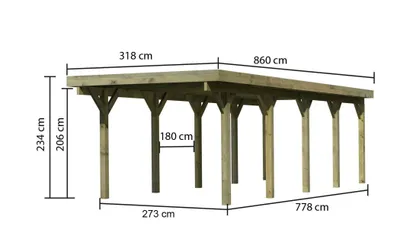 Produktbild von Karibu Einzelcarport Classic 3 + PVC-Dach aus Holz Carport Unterstand Überdachung Flachdach