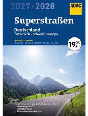 Immagine prodotto di Atlante stradale ADAC Superstraßen 2027/2028: Germania 1:200.000, Austria e Svizzera 1:300.000 con l'Europa 1:4,5 milioni