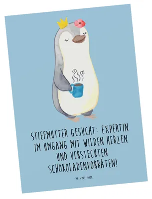 Produktbild von Mr. & Mrs. Panda Grußkarte Stiefmutter Expertin - Blau Pastell - Geschenk, Fotokarte, Stiefkind, humorvolle Sprüche, Postkarte, Postkarten, Wertschätzung, bildkarte