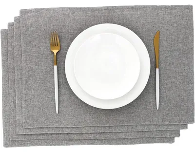 Immagine prodotto di Sottopiatti in tessuto, grigi, 33 x 48 cm, set da 4, lavabili, in poliestere