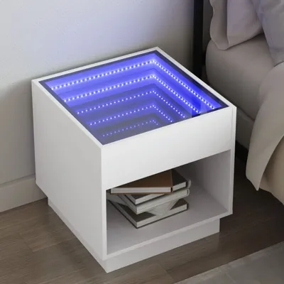 Produktbild von vidaXL Nachttisch mit Infinity-LED Weiß 50x50x50 cm