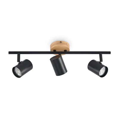 Produktbild von Lindby Deckenleuchte Xiomara, 3-flammig, 68 cm lang, Holz