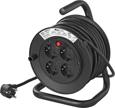 Produktbild von Kabeltrommel 15m Schuko 4-fach 3x1,5mm², Verlängerungskabel mit 4 Steckdosen