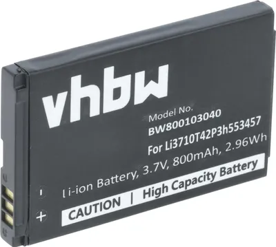 Produktbild von vhbw Akku Ersatz für ZTE LI3714T42P3H-653457, Li3710T42P3h553457, LI3709T72P3H553447 für Handy Smartphone Telefon (800 mAh, 3,7 V, Li-Ion)