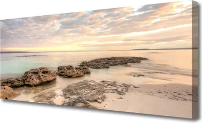 Produktbild von Tulup Leinwand-Bilder 125x50 Wandbild Canvas Kunstdruck Meer Steine Landschaft