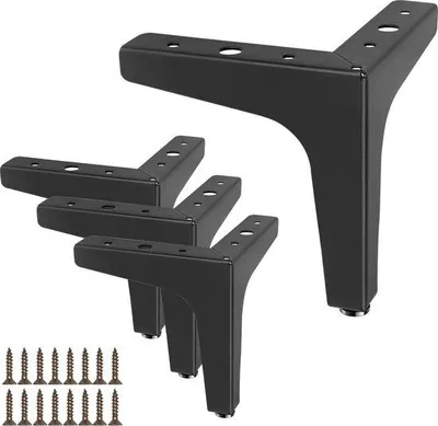 Produktbild von Famanu Tischbeine 15 cm - Dreieckige Metallbeine - Schwarz - Set von 4